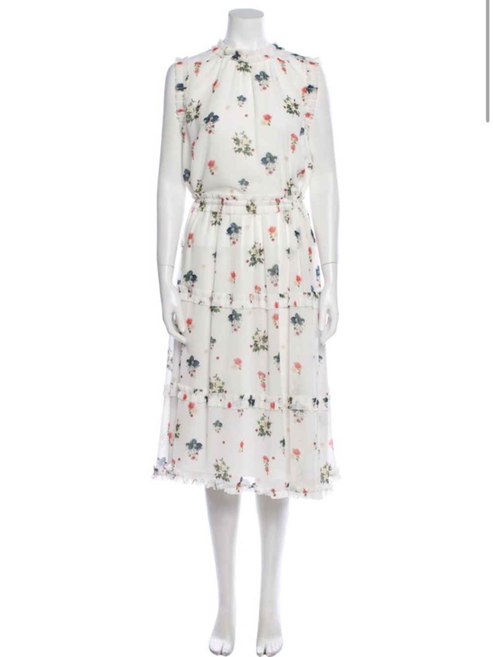 Ted Baker White Floral Ruffled Tiered Dress